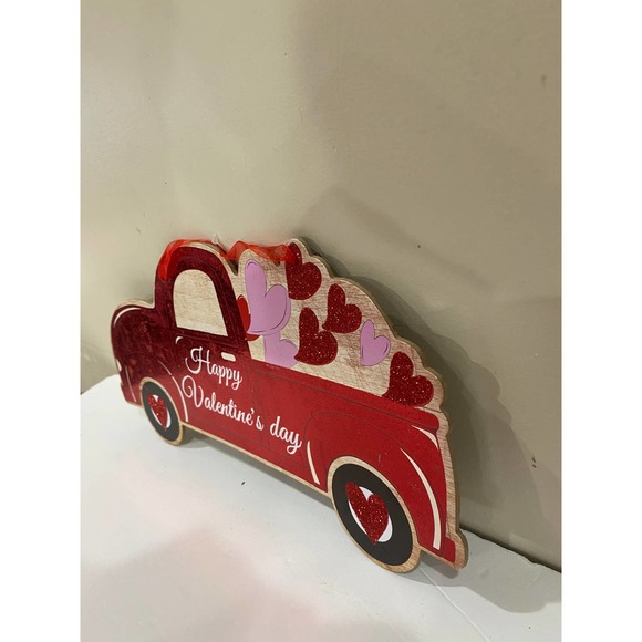 Set of 2 Happy Valentine’s Day Red Truck & Camper Wood Hanging Wall Sign Decor - Picture 9 of 10